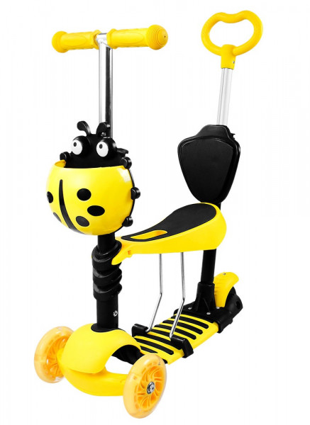 Самокат Tilly BT-KS-0167, трехколесный, с родительской ручкой и сиденьем