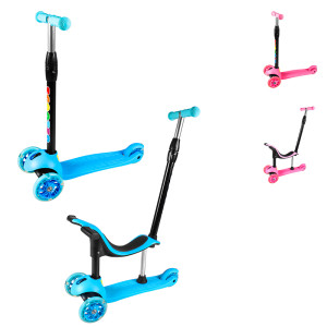 Самокат трехколесный Tilly BT-KS-0172, с родительской ручкой и сиденьем