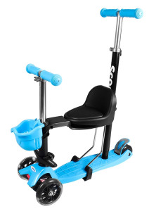 Самокат Tilly BT-KS-0173, четырехколесный, с родительской ручкой и сиденьем