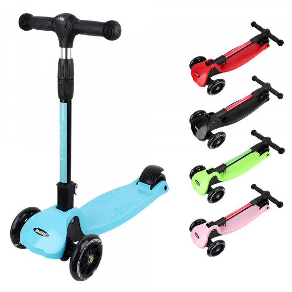 Самокат Tilly GS-0006, трехколесный, PU, складной, с фонариком