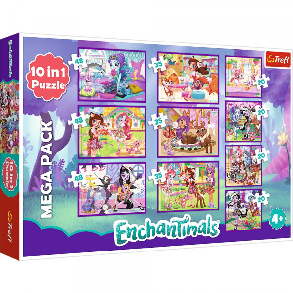 Пазлы для детей Trefl Приключения Enchantimals, Mattel, м/с Энчантималс,  10 в 1