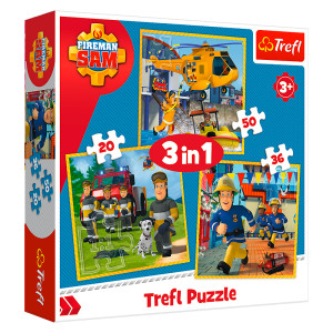 Набор пазлов Trefl 3 в 1 Пожарный Сэм в действии, 106 элементов