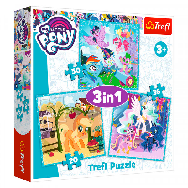Набор пазлов Trefl 3 в 1 Счастливые дни для Пони, Hasbro My Little Pony, 106 элементов