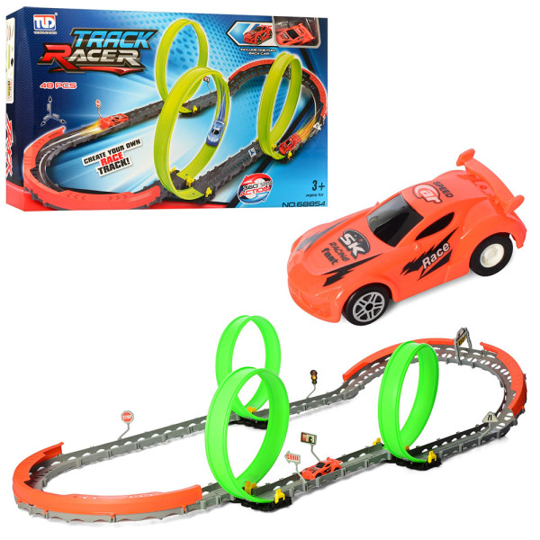 Трек Racer 68854, машинка инерционная, дорожные знаки, 48 деталей