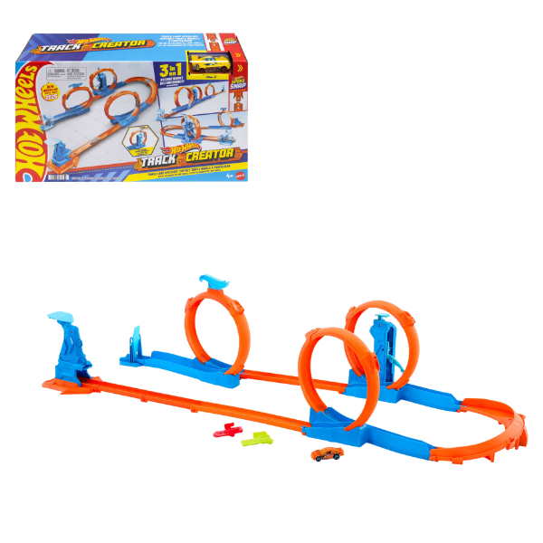 Трек-горка Hot Wheels Тройная петля, с машинкой 1:64, с пусковым механизмом