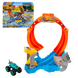 Трек-горка Hot Wheels Атака акулы, с монстр-трак Mega-Wrex 1:64, с пусковым механизмом