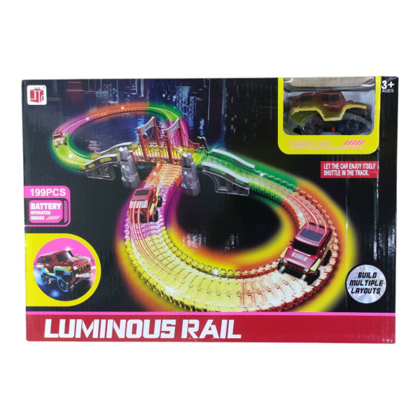 Трек-горка Luminous Rail, с машинкой, светится в темноте
