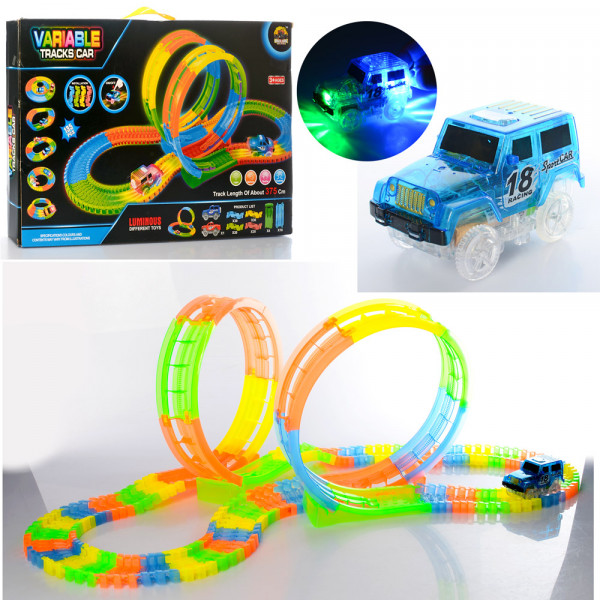 Трек GD-8135A, светится в темноте, 135 деталей, 375 см