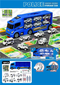 Игрушечный Трейлер-Гараж Полиция, 6 машинок