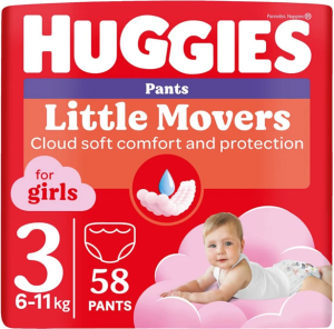 Трусики Huggies Pants Little Movers для девочек №3 (6-11 кг), 58шт.