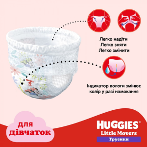 Трусики для девочек Huggies Pants Little Movers №5 (12-17 кг) 34шт.