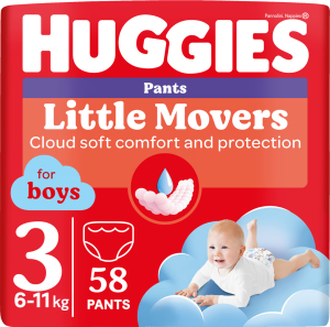 Трусики Huggies Pants Little Movers для мальчиков №3 (6-11 кг), 58шт.