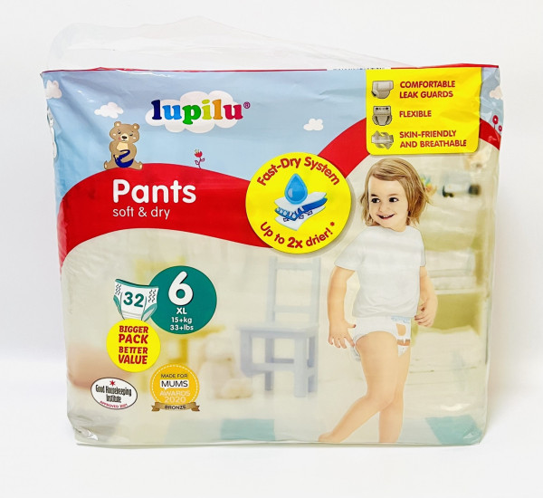 Трусики Lupilu Soft&Dry Pants №6 (15+кг), 32 шт.