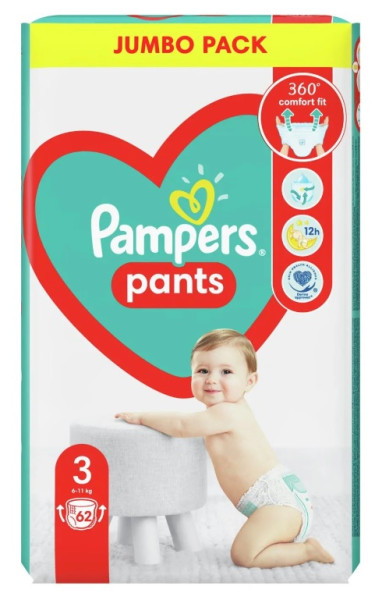 Трусики Pampers Active & Pants №3 (6-11кг), 62шт.