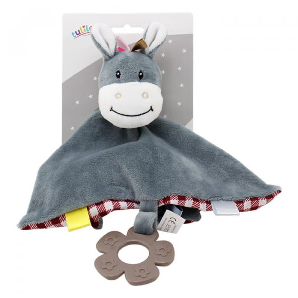 Игрушка - обнимашка плюшевая Tulilo Ослик, с прорезывателем, 30 см
