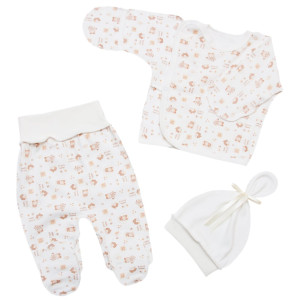 Комплект для новорожденного 6257-083, 3 эл: евроползунки, распашонка, шапочка, 100% хлопок, интерлок