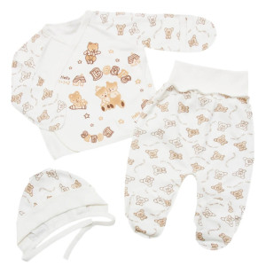 Комплект для новорожденного 6185-083, 3 элемента: евроползунки, распашонка, чепчик, 100% хлопок, интерлок, 0-3м