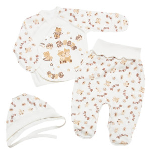 Комплект для новорожденного 6185-083, 3 элемента: евроползунки, распашонка, чепчик, 100% хлопок, интерлок, 0-3м