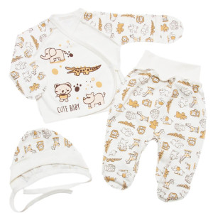Комплект для новорожденного 6185-083, 3 элемента: евроползунки, распашонка, чепчик, 100% хлопок, интерлок, 0-3м
