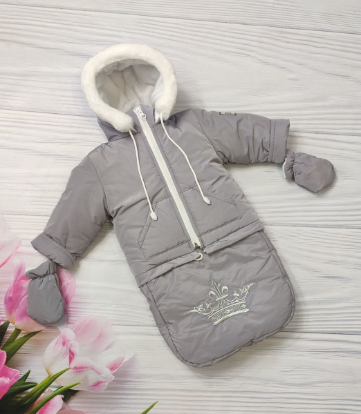 Комбинезон для новорожденных EL Корона, зимний, с вышивкой, 3 в 1, до 2-х лет