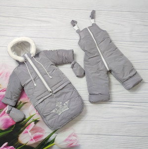 Комбинезон для новорожденных EL Корона, зимний, с вышивкой, 3 в 1, до 2-х лет