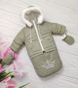 Комбинезон для новорожденных EL Корона, зимний, с вышивкой, 3 в 1, до 2-х лет