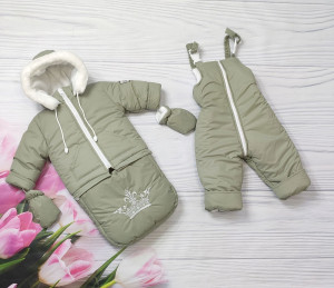 Комбинезон для новорожденных EL Корона, зимний, с вышивкой, 3 в 1, до 2-х лет