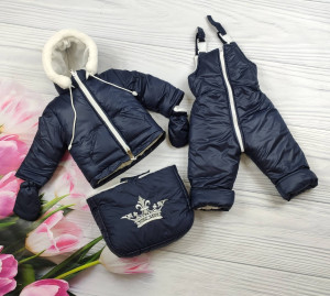 Комбинезон для новорожденных EL Корона, зимний, с вышивкой, 3 в 1, до 2-х лет