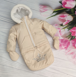 Комбинезон для новорожденных EL Корона, зимний, с вышивкой, 3 в 1, до 2-х лет