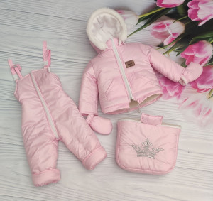 Комбинезон для новорожденных EL Корона, зимний, с вышивкой, 3 в 1, до 2-х лет