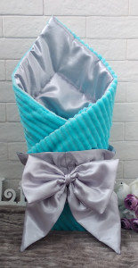 Плед - конверт для новорожденных Шиншила атлас, на выписку из роддома