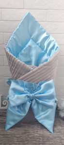 Плед - конверт для новорожденных Шиншила атлас, на выписку из роддома