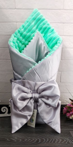 Плед - конверт для новорожденных Шиншила атлас, на выписку из роддома