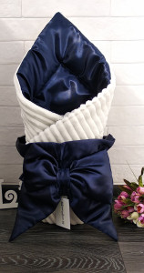 Плед - конверт для новорожденных Шиншила атлас, на выписку из роддома