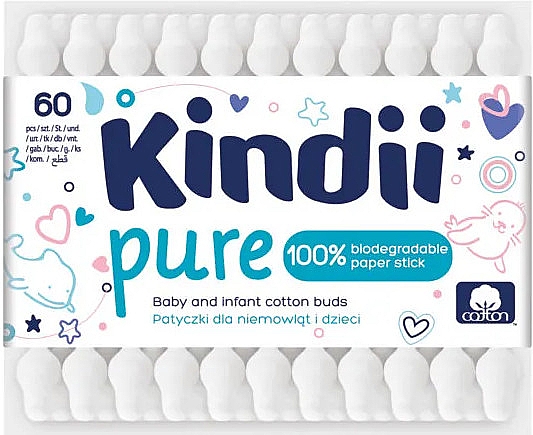 Ватные палочки KindII Pure, детские, 60шт