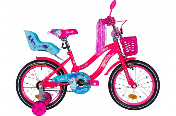 Велосипед двухколесный Velotrade Formula Flower Premium, с багажником для кукол, St 2021, 16 дюймов