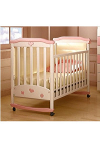 Кроватка детская Верес Соня ЛД2, белая с розовой аппликацией, для девочки