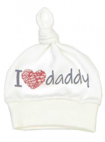 Шапочка - узелок Верес I love my daddy red, для новорожденных, 100% хлопок, р.38-40
