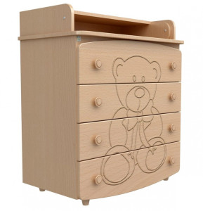 Комод-пеленатор Верес Мишка, резьба, под дерево, 90х90х51 см