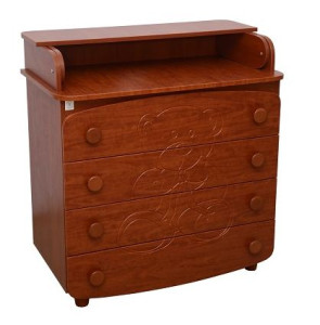 Комод-пеленатор Верес Мишка, резьба, под дерево, 90х90х51 см