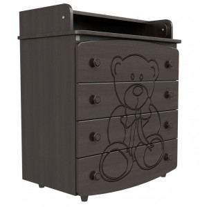 Комод-пеленатор Верес Мишка, резьба, под дерево, 90х90х51 см