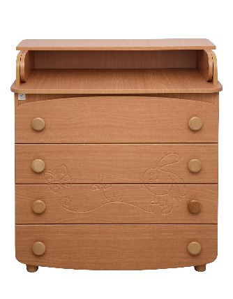 Комод-пеленатор Верес Заяц, резьба, под дерево, 95х89х49 см