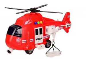 Вертолет инерционный с тяговым запуском Rui Jia, свет/звук, 1:16