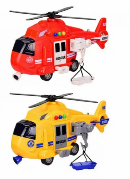 Вертолет инерционный с тяговым запуском Rui Jia, свет/звук, 1:16