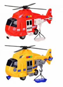 Вертолет инерционный с тяговым запуском Rui Jia, свет/звук, 1:16