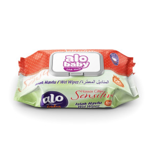 Влажные салфетки Alo baby, детские, с клапаном, 120шт
