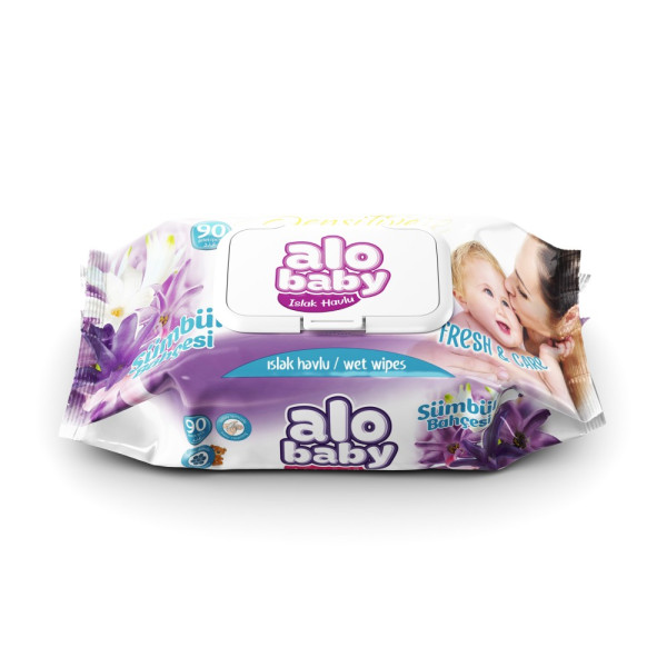 Влажные салфетки Alo baby Fresh & Care, детские, с клапаном, 90шт