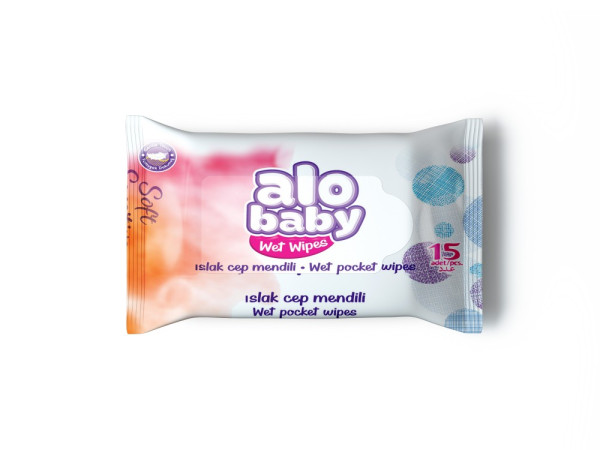Влажные салфетки Alo baby, 15шт