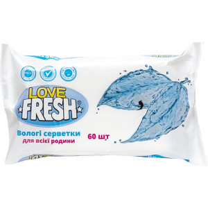 Салфетки влажные Love Fresh, для всей семьи, 60 шт