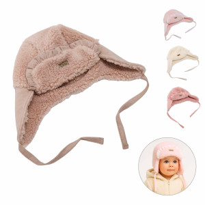 Шапка для девочки Caramell Winter Star Girl, зимняя, шерпа, 3-18 м